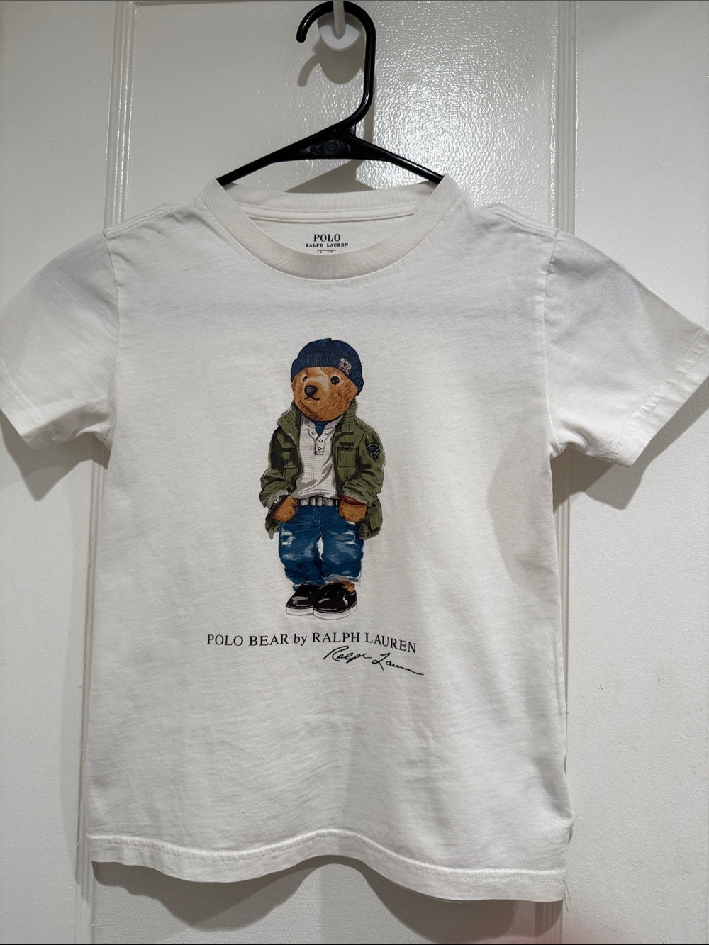 Polo by Ralph Lauren White Kids Tee with Bear Graphic